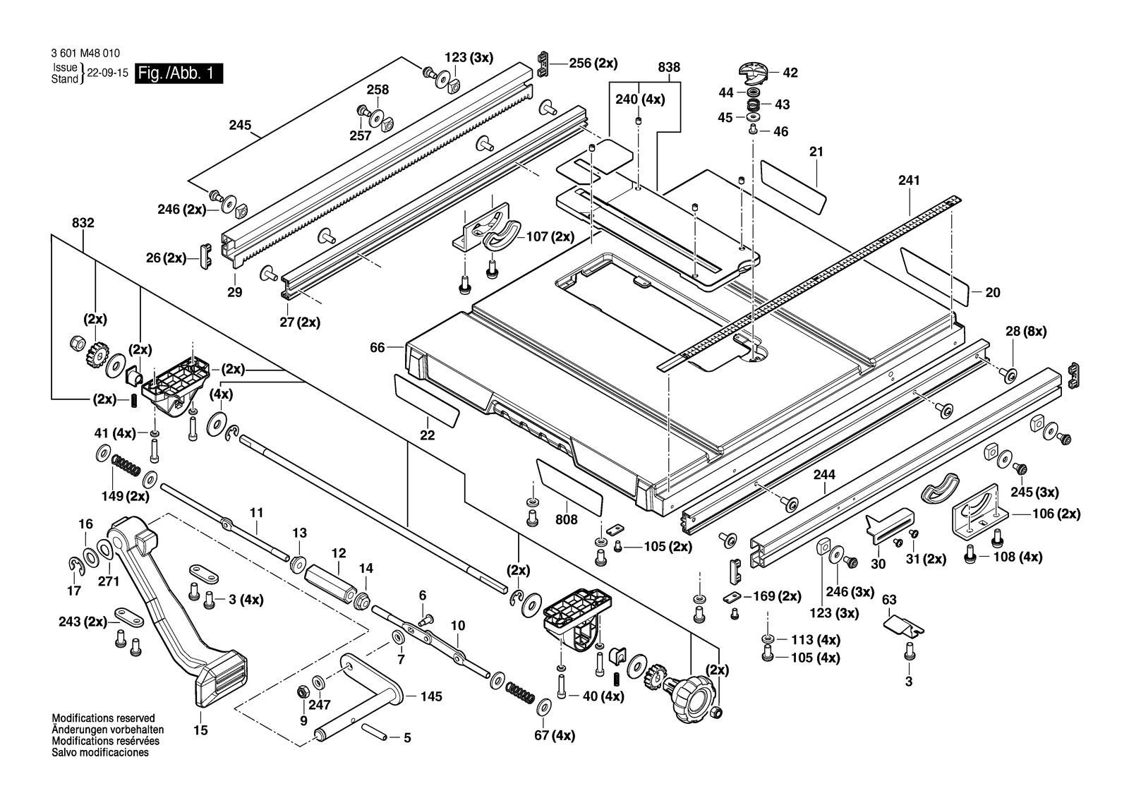 Bosch GTS 18V-08 N parts diagram, sheet 1