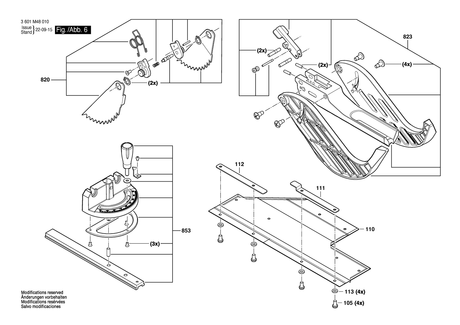Bosch GTS 18V-08 N parts diagram, sheet 6
