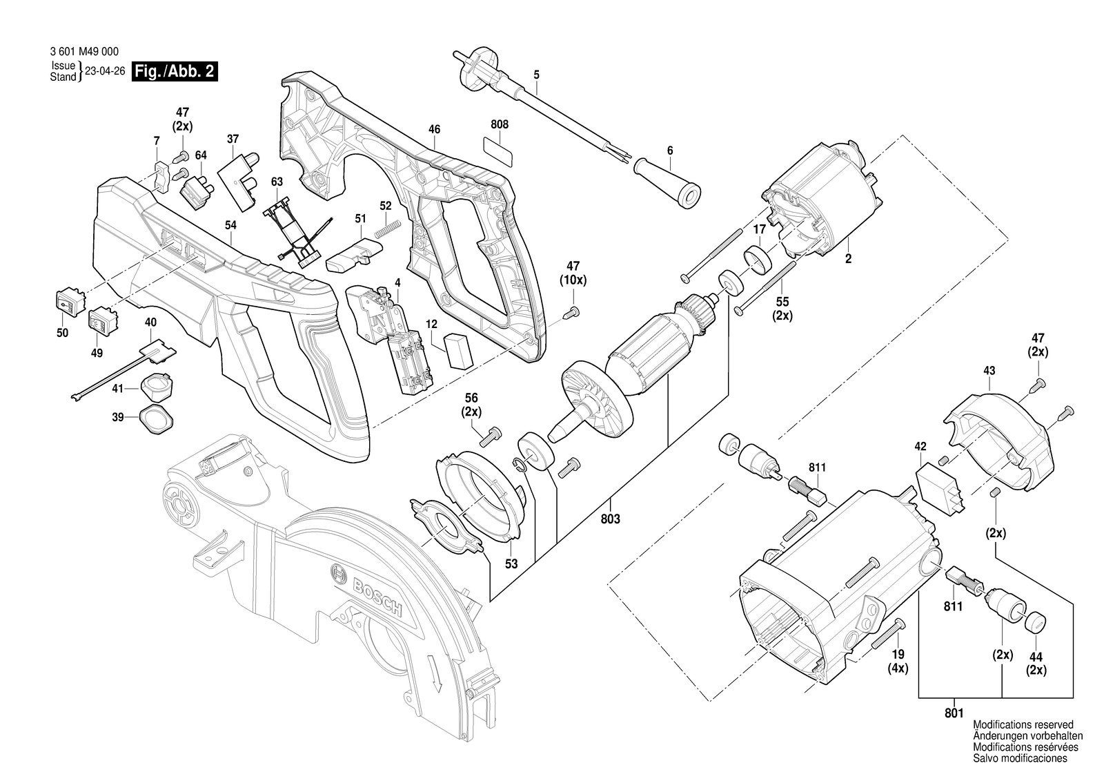 Bosch GCM 305-216 D parts diagram, sheet 2