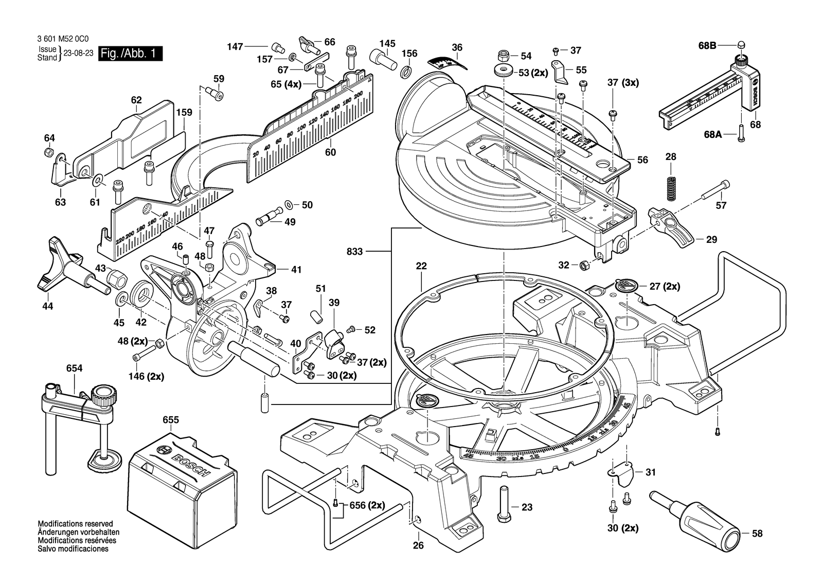Bosch GCM 254 parts diagram, sheet 1