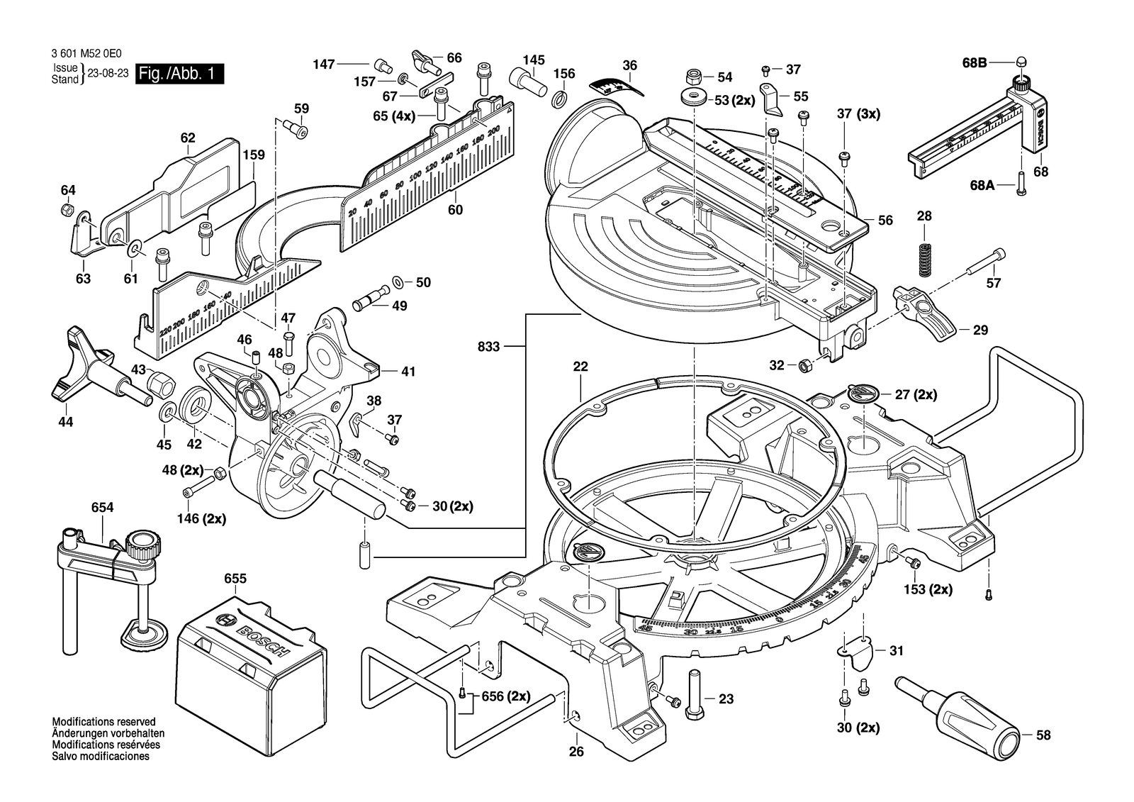 Bosch GCM 254 parts diagram, sheet 1