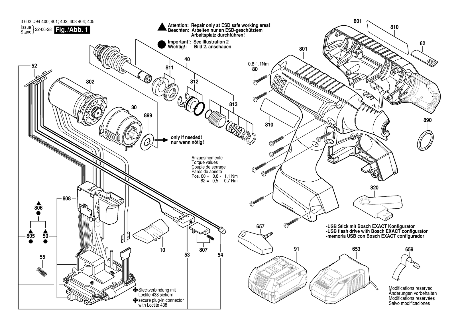 Bosch EXACT ION 8-1100 parts diagram, sheet 1