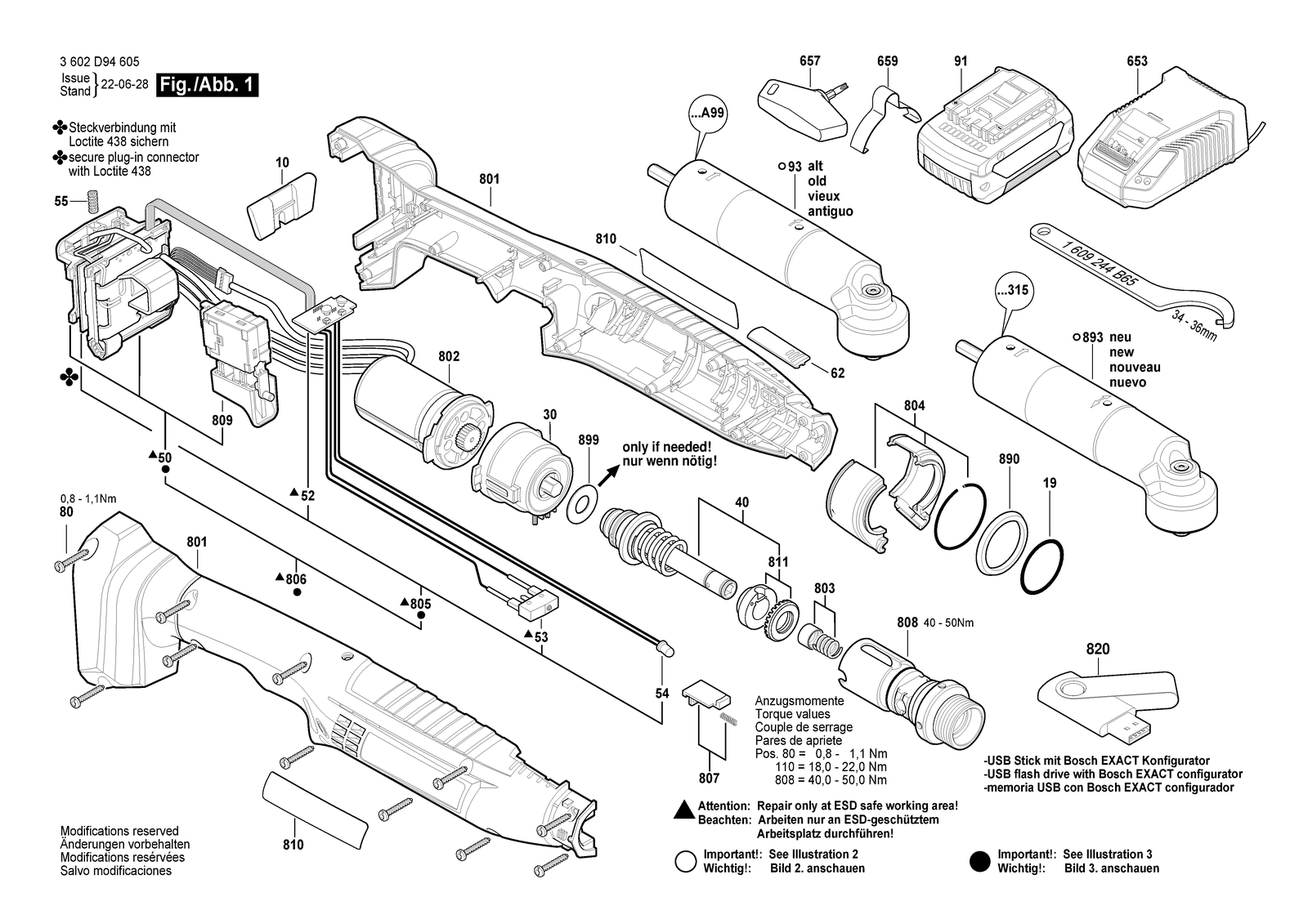 Bosch ANGLE EXACT ION 50-210 parts diagram, sheet 1