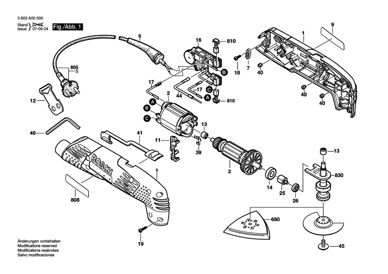 Bosch PMF 180 E Multi parts diagram, sheet 1