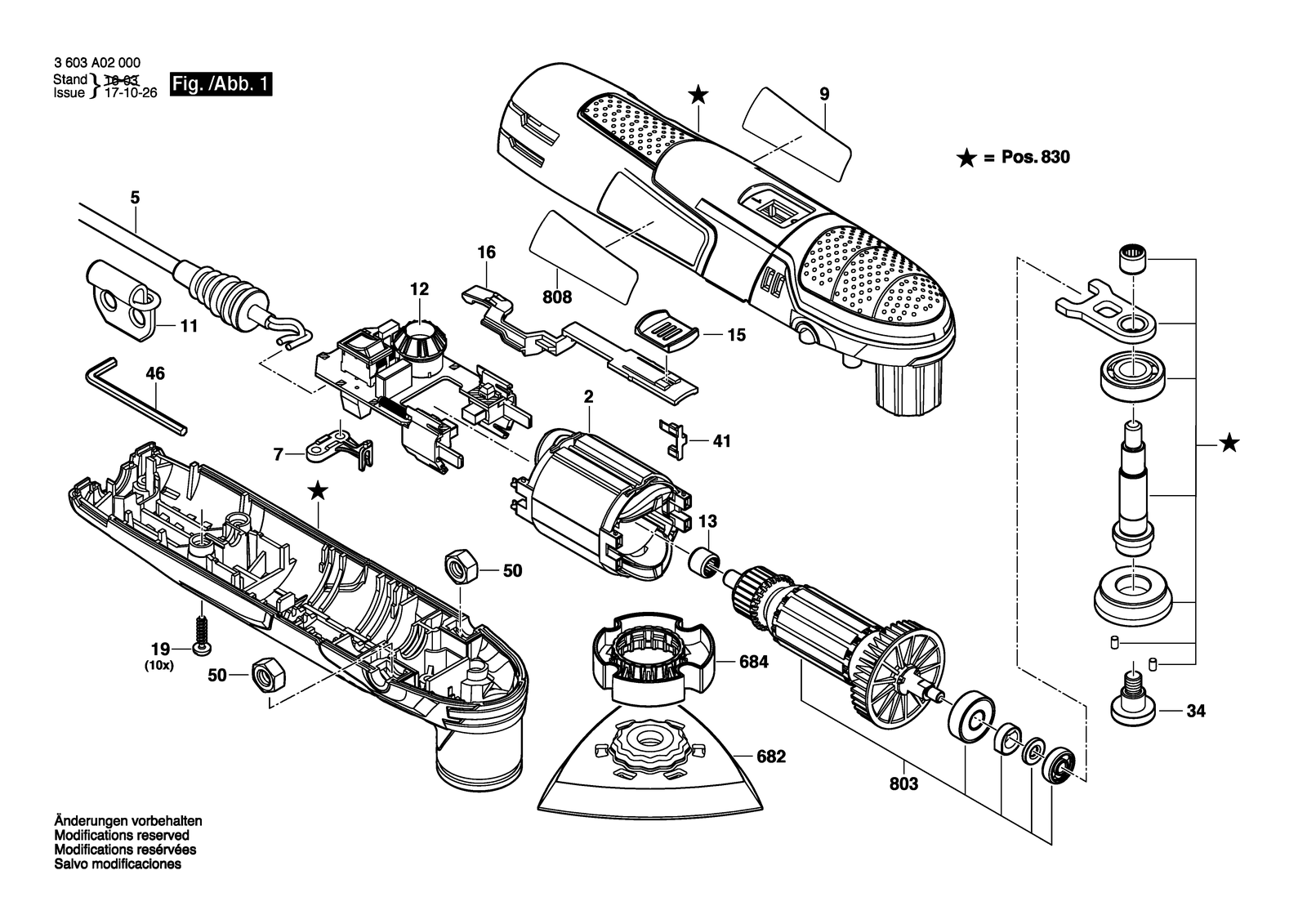 Bosch PMF 220 CE parts diagram, sheet 1
