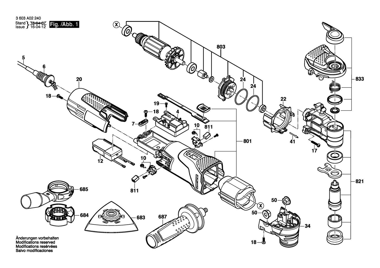 Bosch PMF 350 CES parts diagram, sheet 1