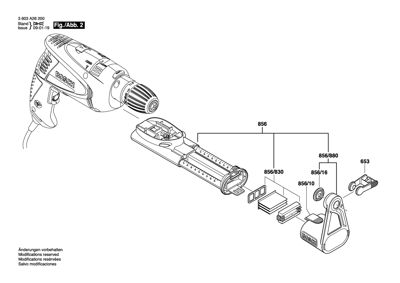 Bosch PSB 650 RE parts diagram, sheet 2