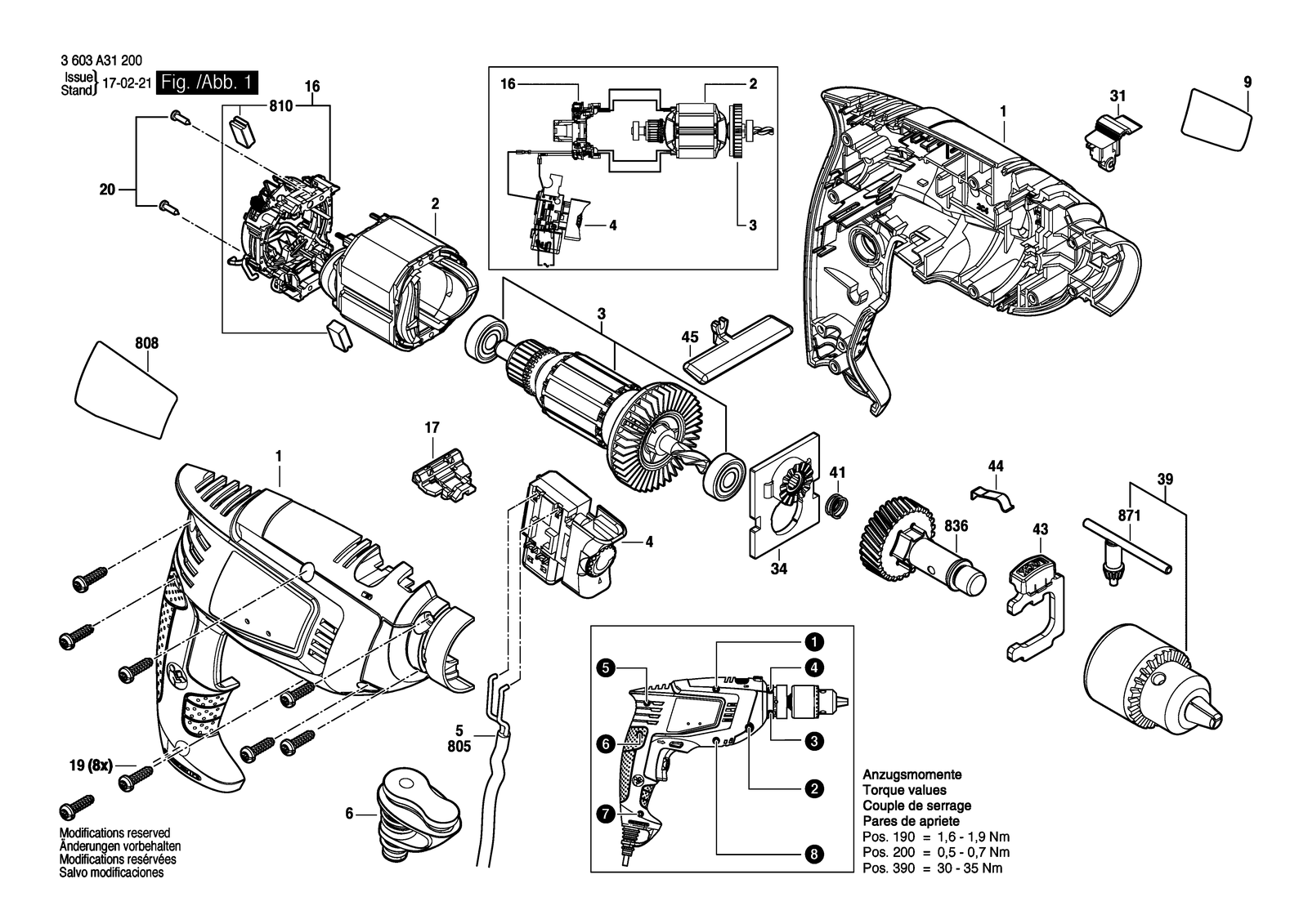 Bosch UniversalImpact 650 parts diagram, sheet 1