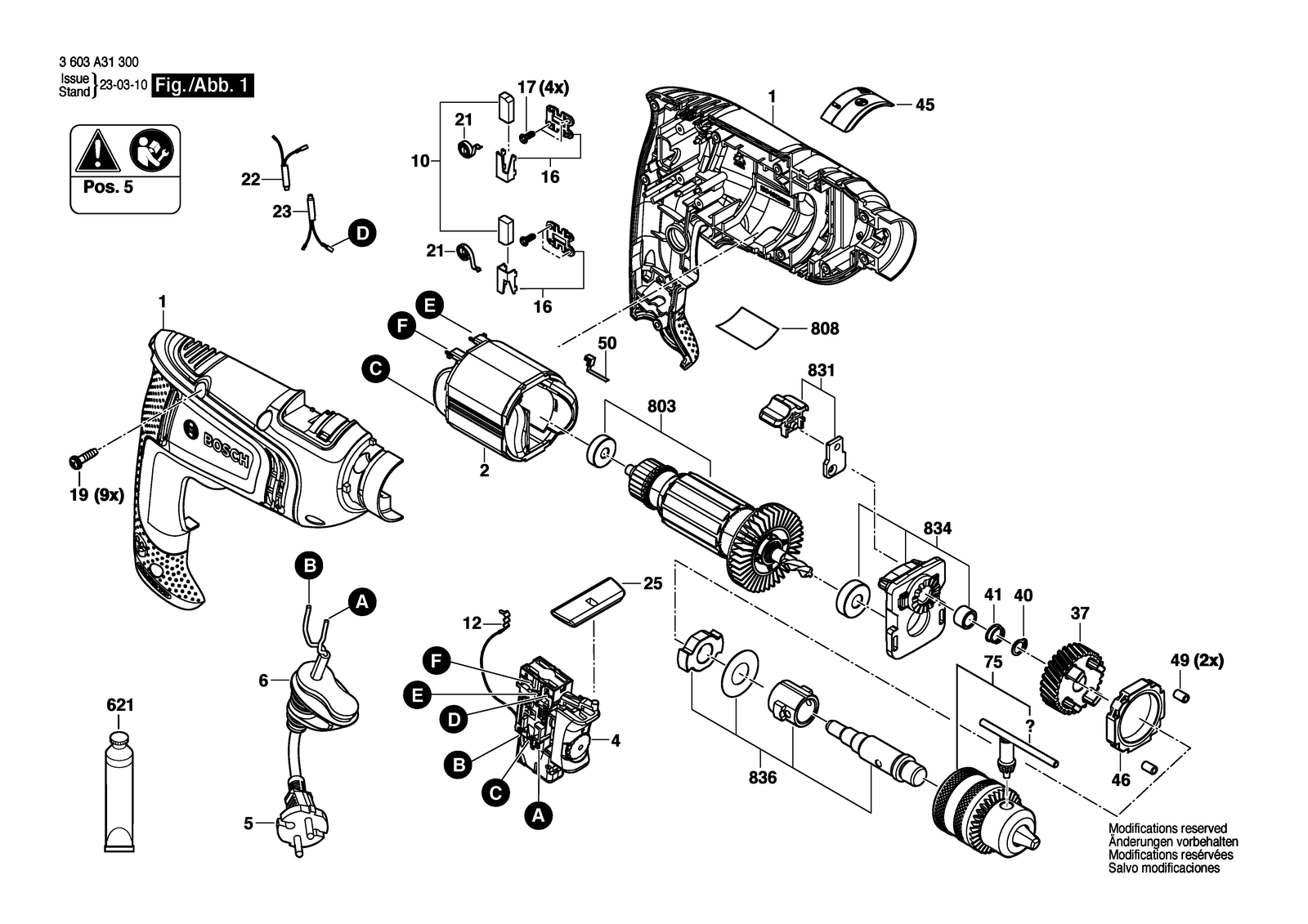 Bosch UniversalImpact 700 parts diagram, sheet 1