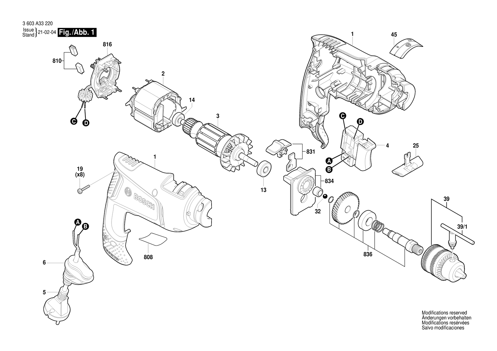 Bosch EasyImpact 570 parts diagram, sheet 1