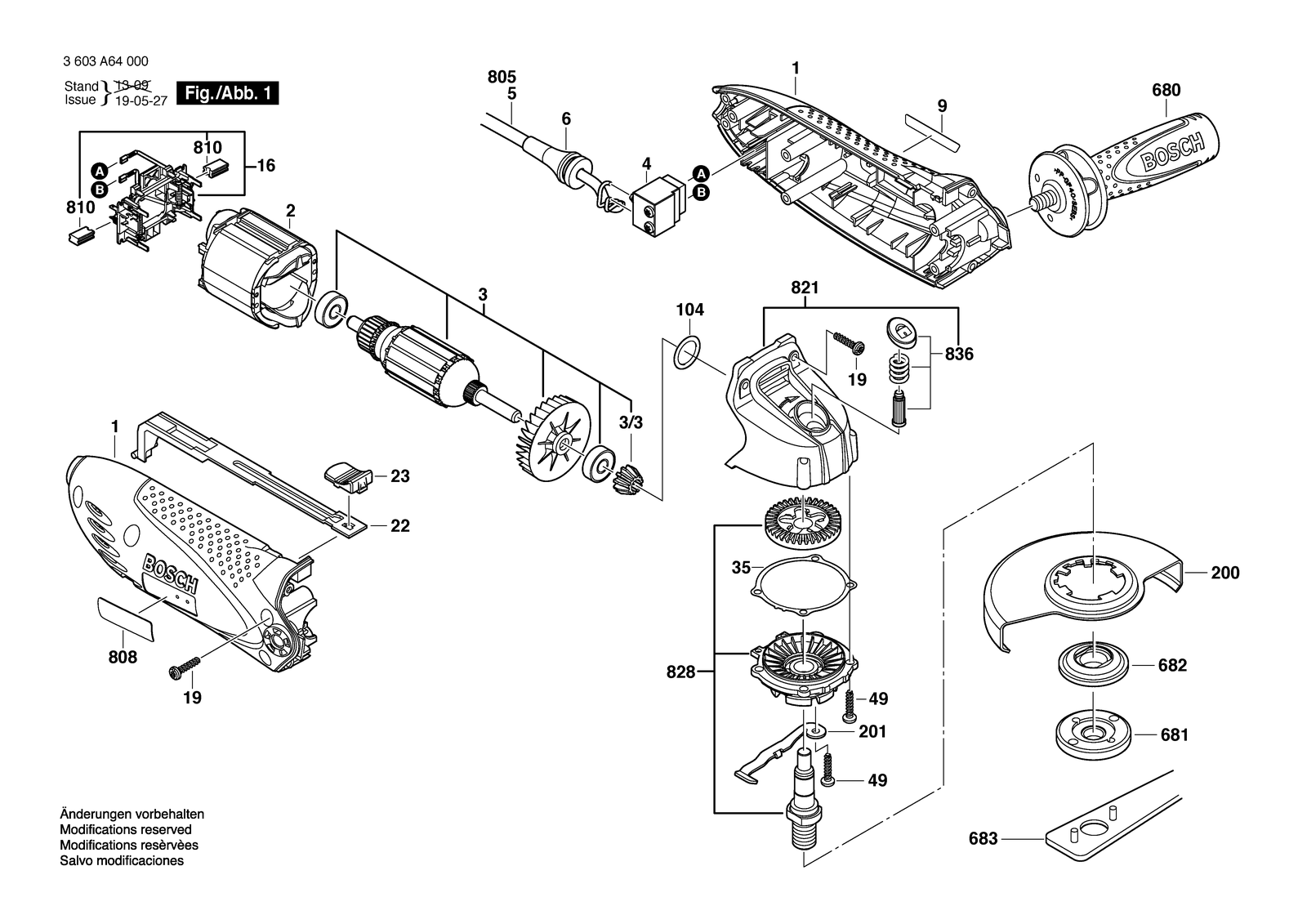 Bosch PWS 750-125 parts diagram, sheet 1