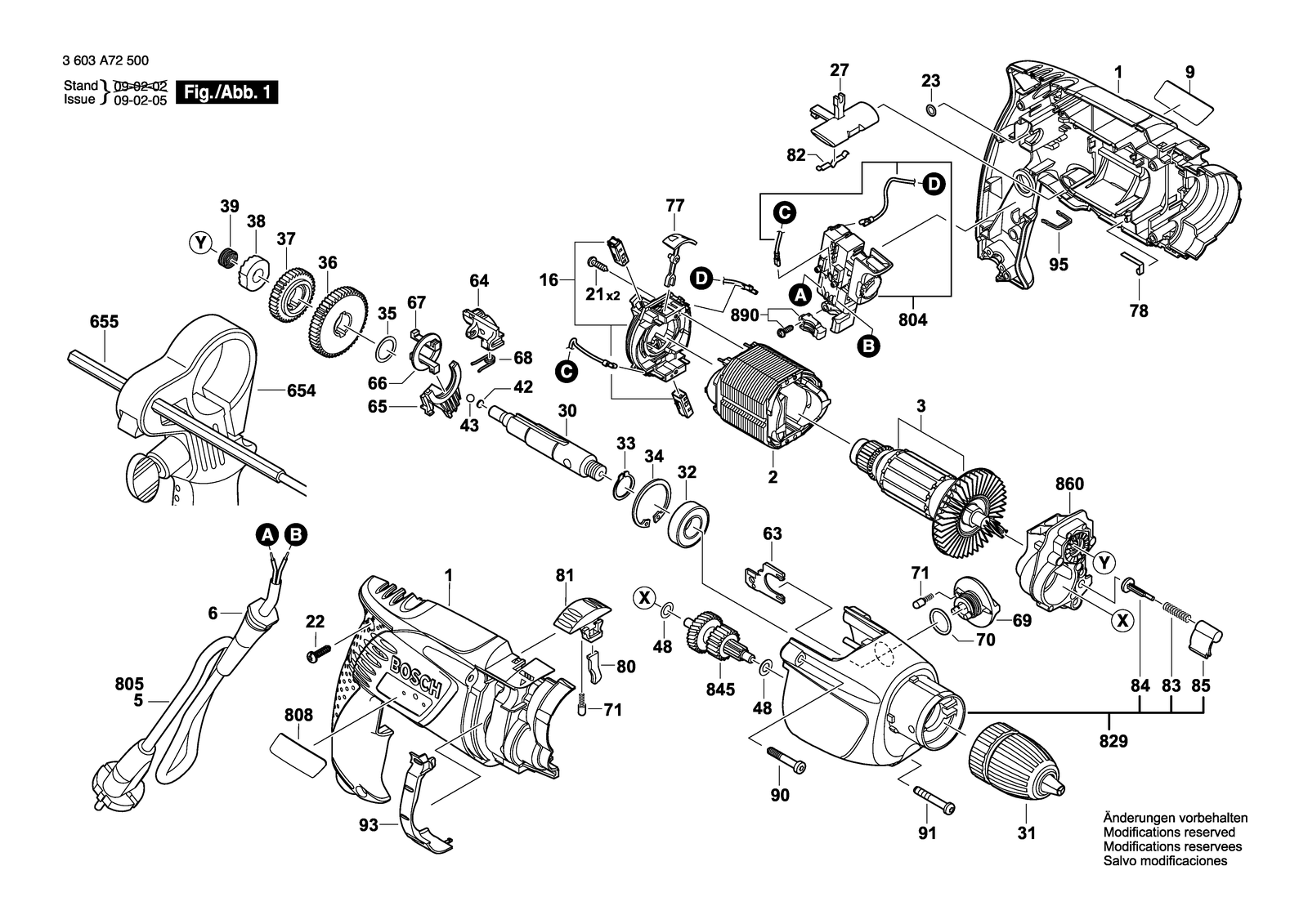 Bosch PSB 700-2 RE parts diagram, sheet 1