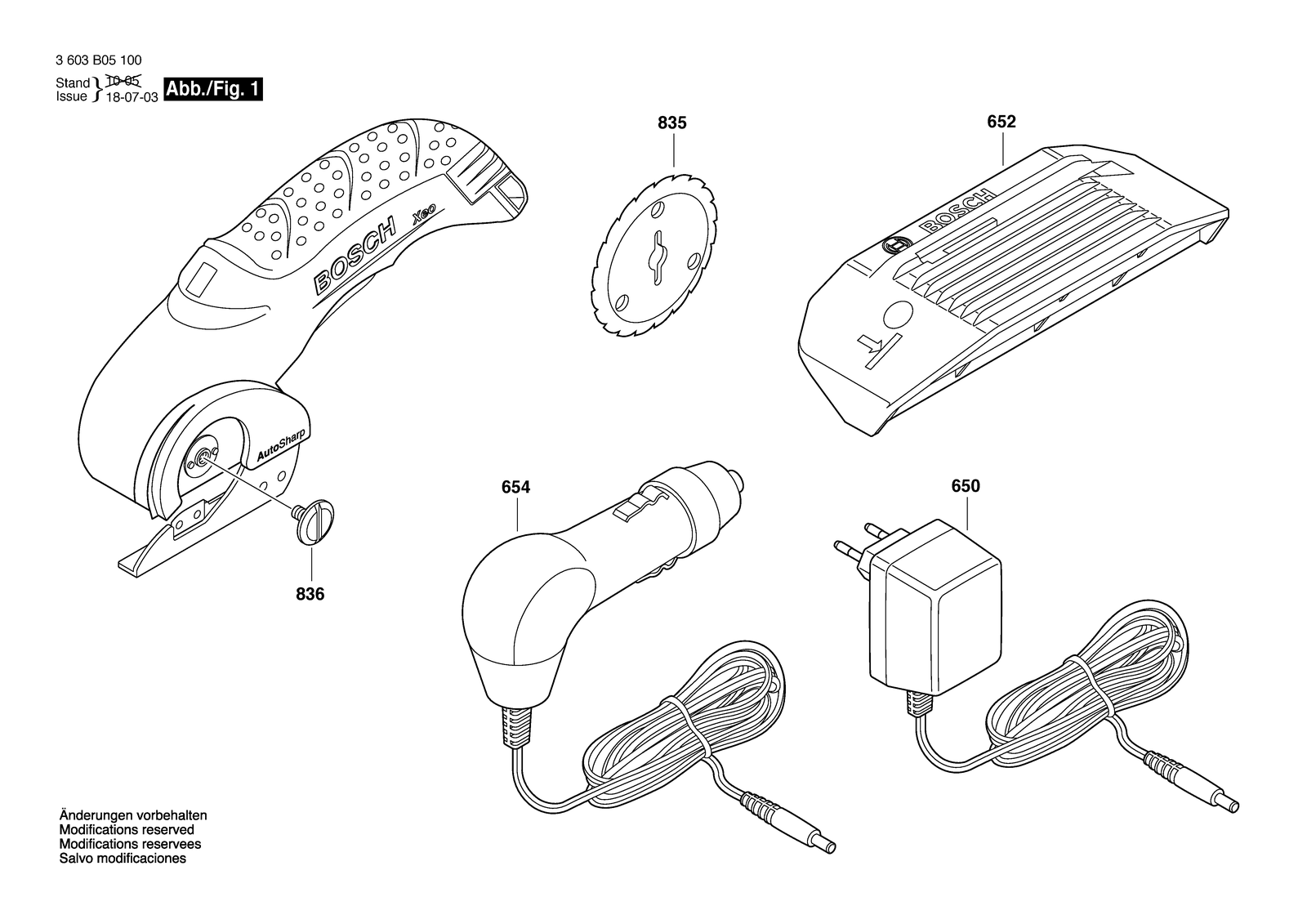 Bosch XEO parts diagram, sheet 1