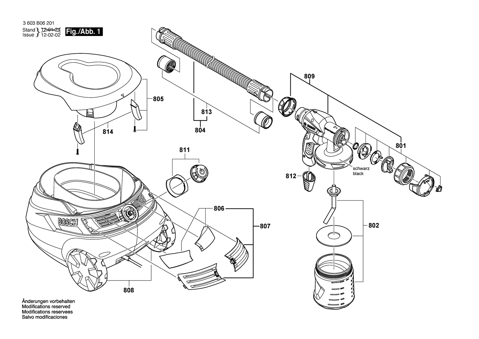 Bosch PFS 105 E WALLPaint parts diagram, sheet 1
