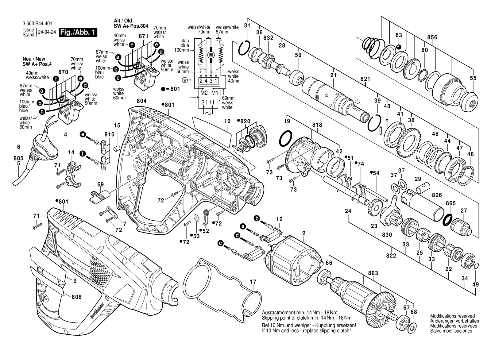 Bosch PBH 2500 RE parts diagram, sheet 1