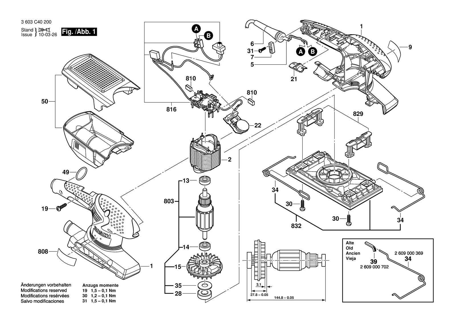 Bosch PSS 250 AE parts diagram, sheet 1