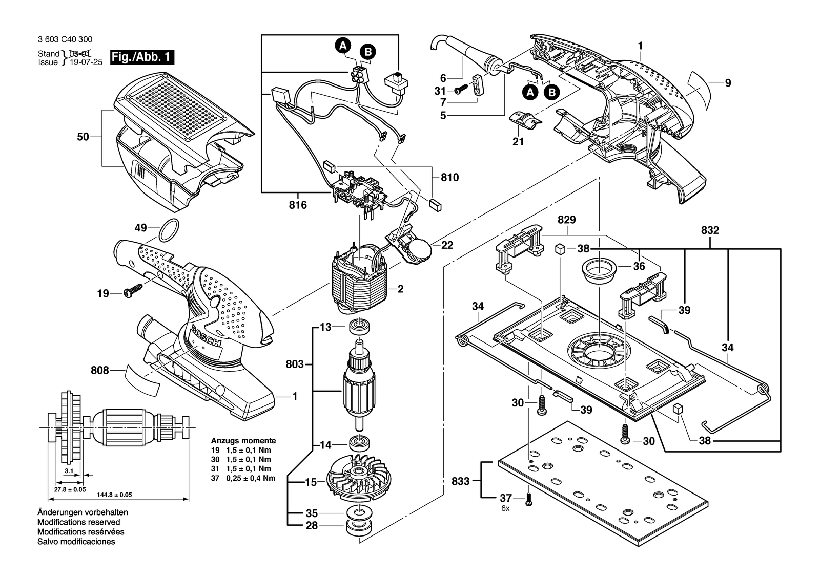 Bosch PSS 300 AE parts diagram, sheet 1