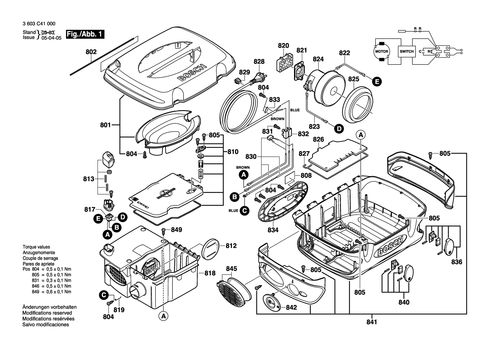 Bosch VENTARO 1400 parts diagram, sheet 1
