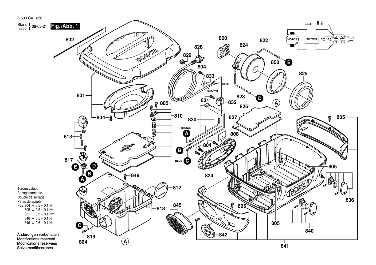 Bosch PSM 1400 parts diagram, sheet 1