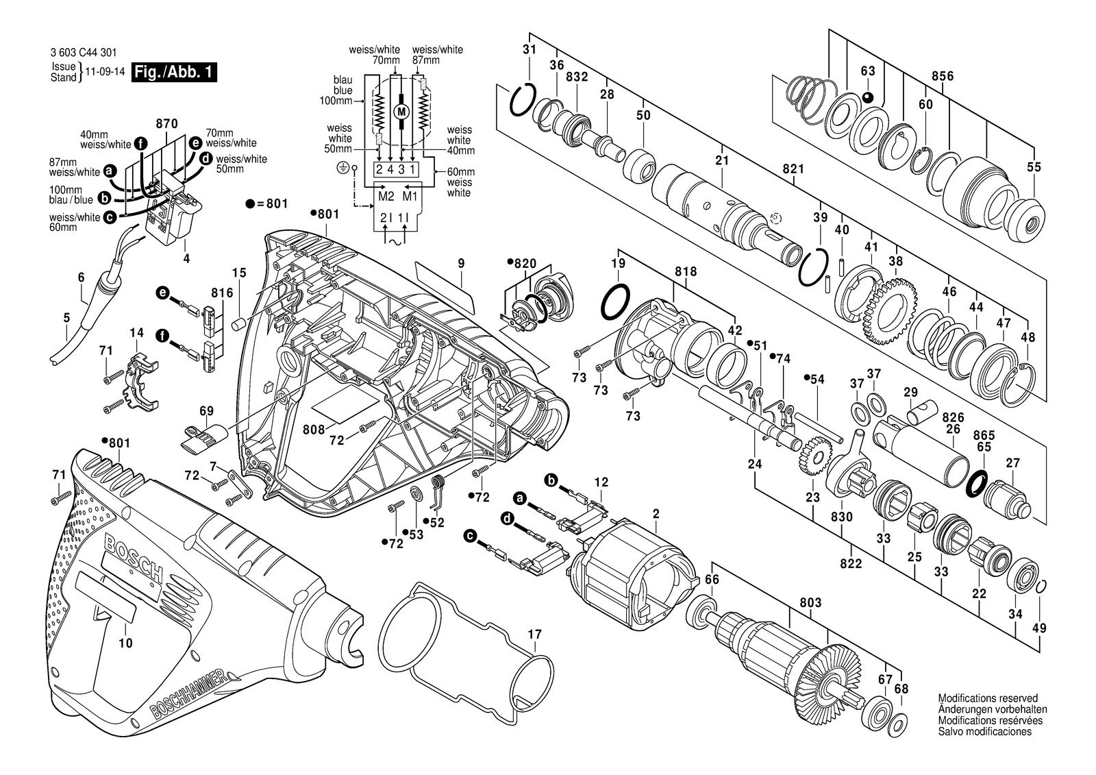 Bosch PBH 2000 RE parts diagram, sheet 1