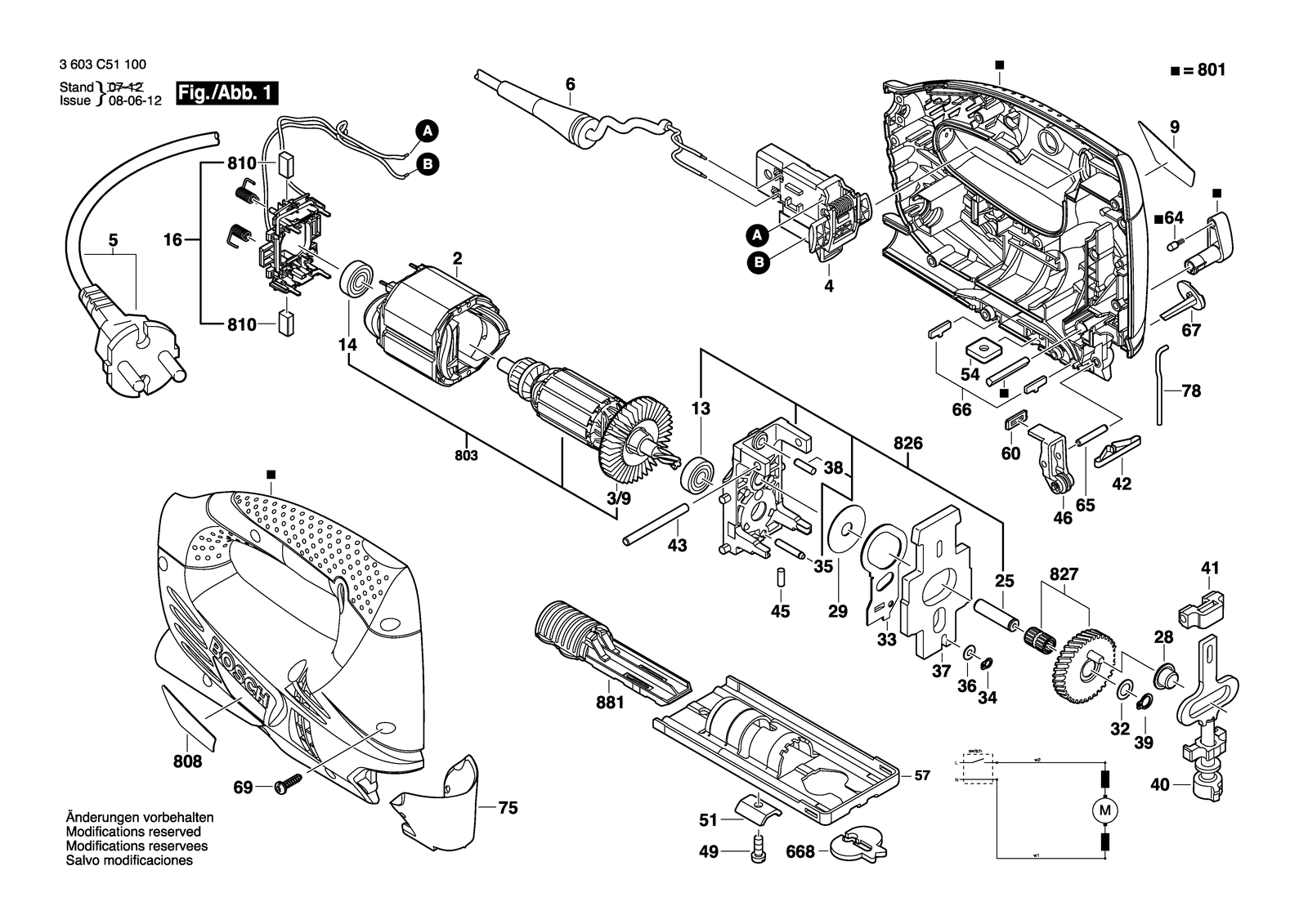 Bosch PST 700 PE parts diagram, sheet 1