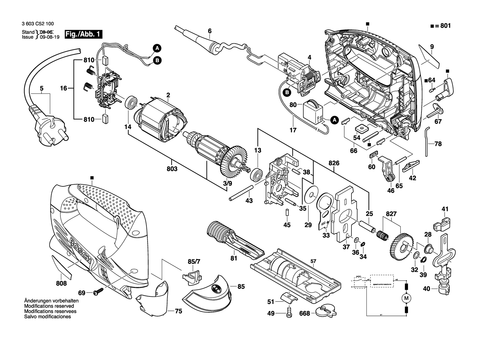 Bosch PST 800 PEL parts diagram, sheet 1