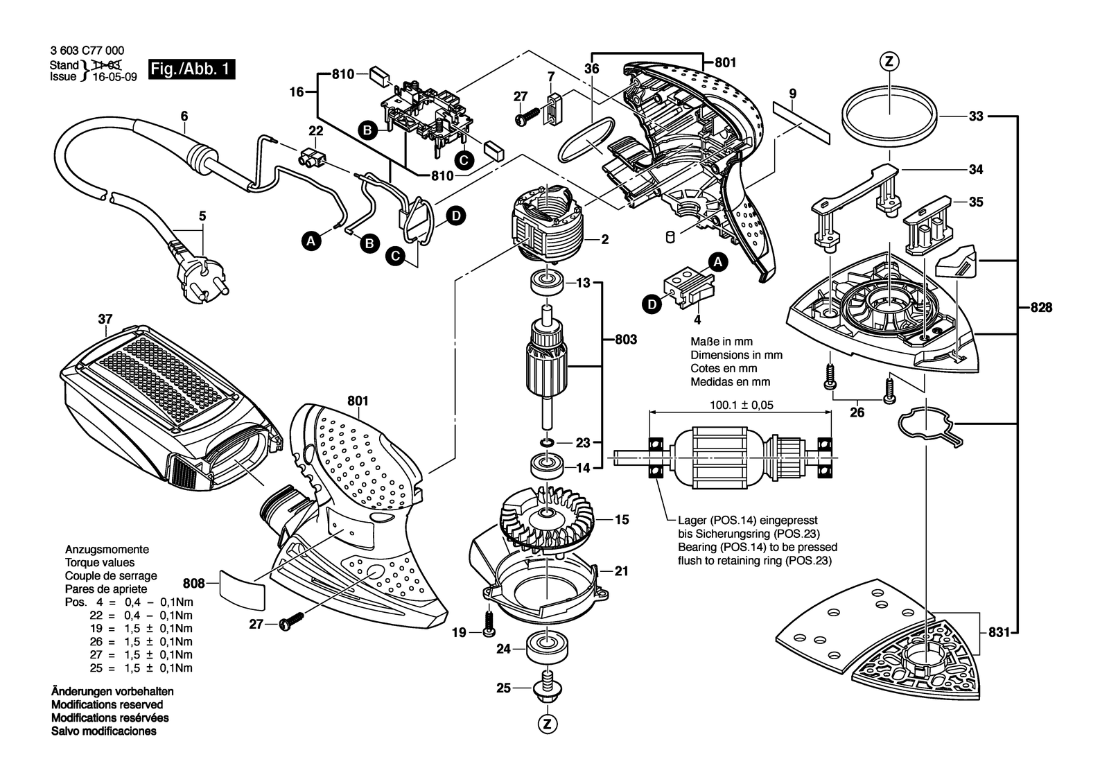Bosch PSM 160 A parts diagram, sheet 1