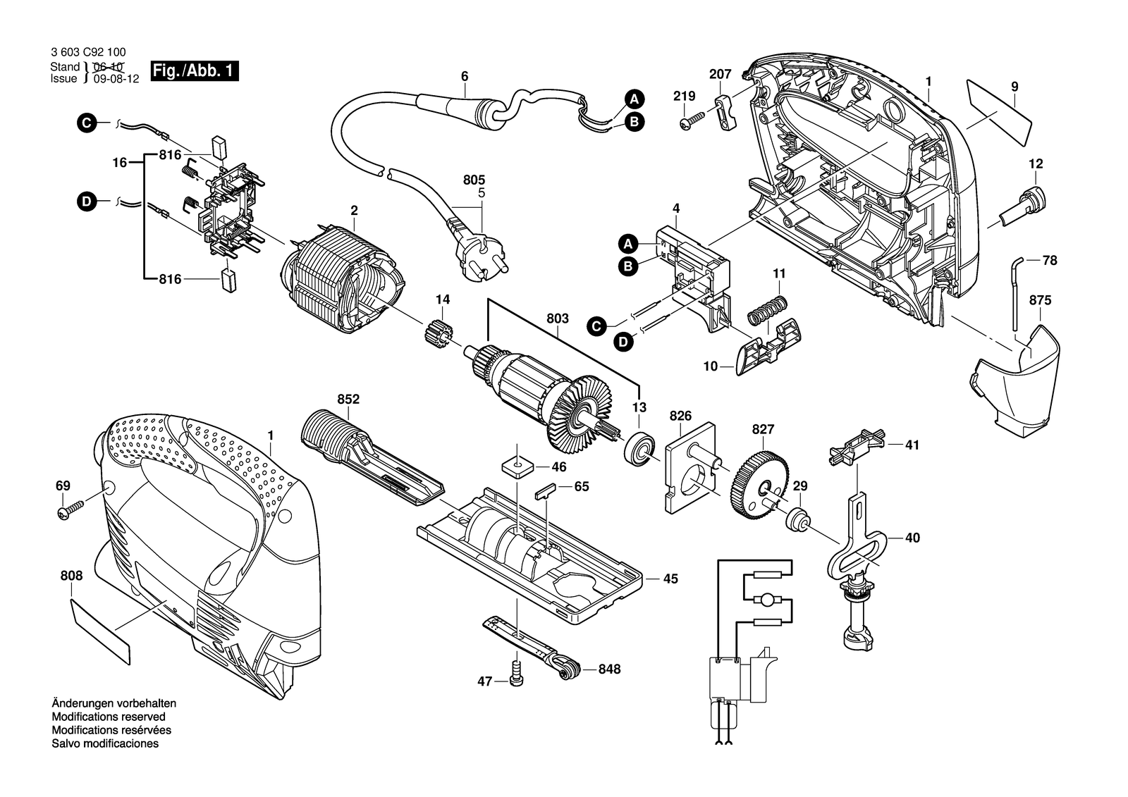Bosch PST 680 E parts diagram, sheet 1