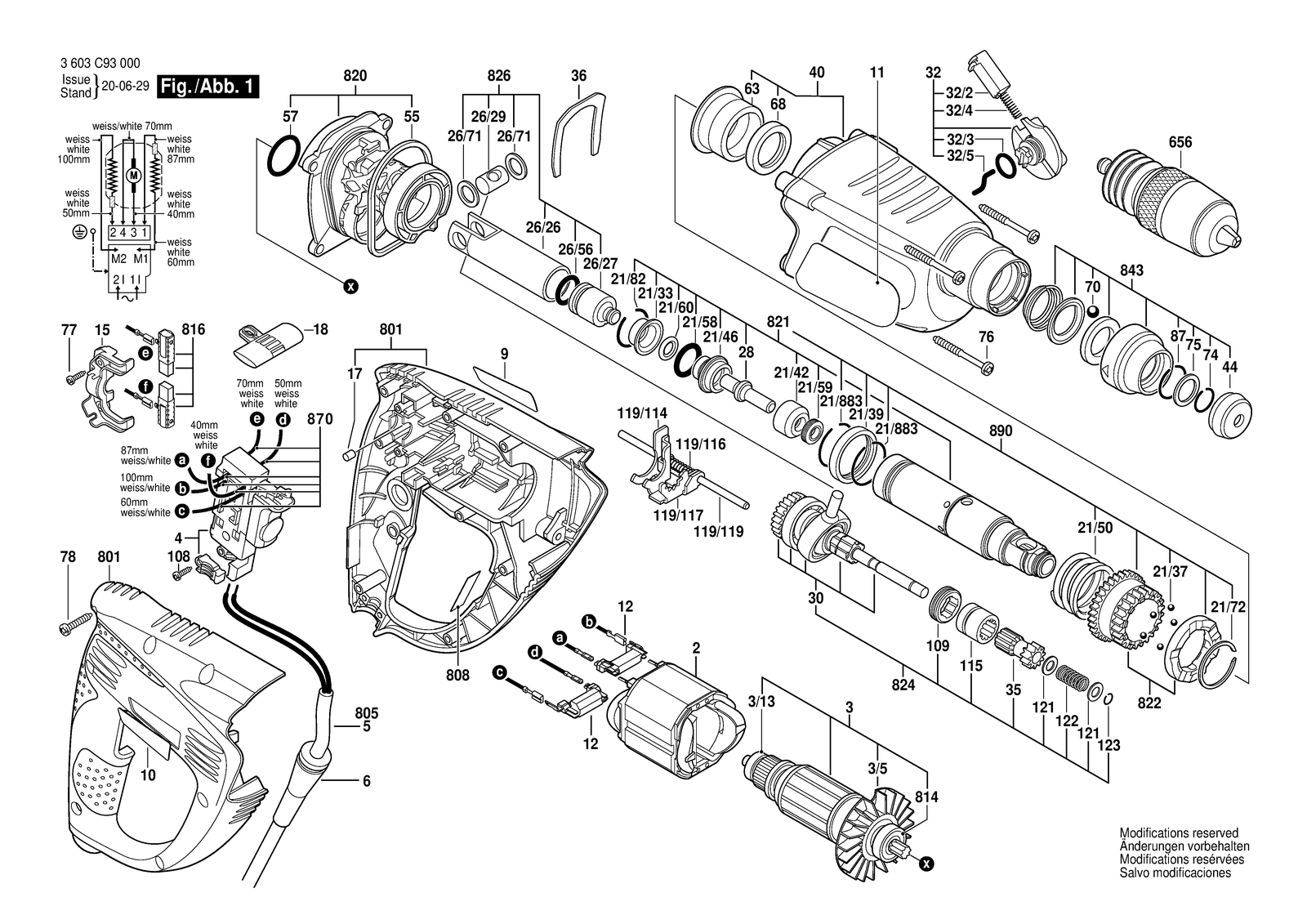 Bosch PBH 3000 FRE parts diagram, sheet 1