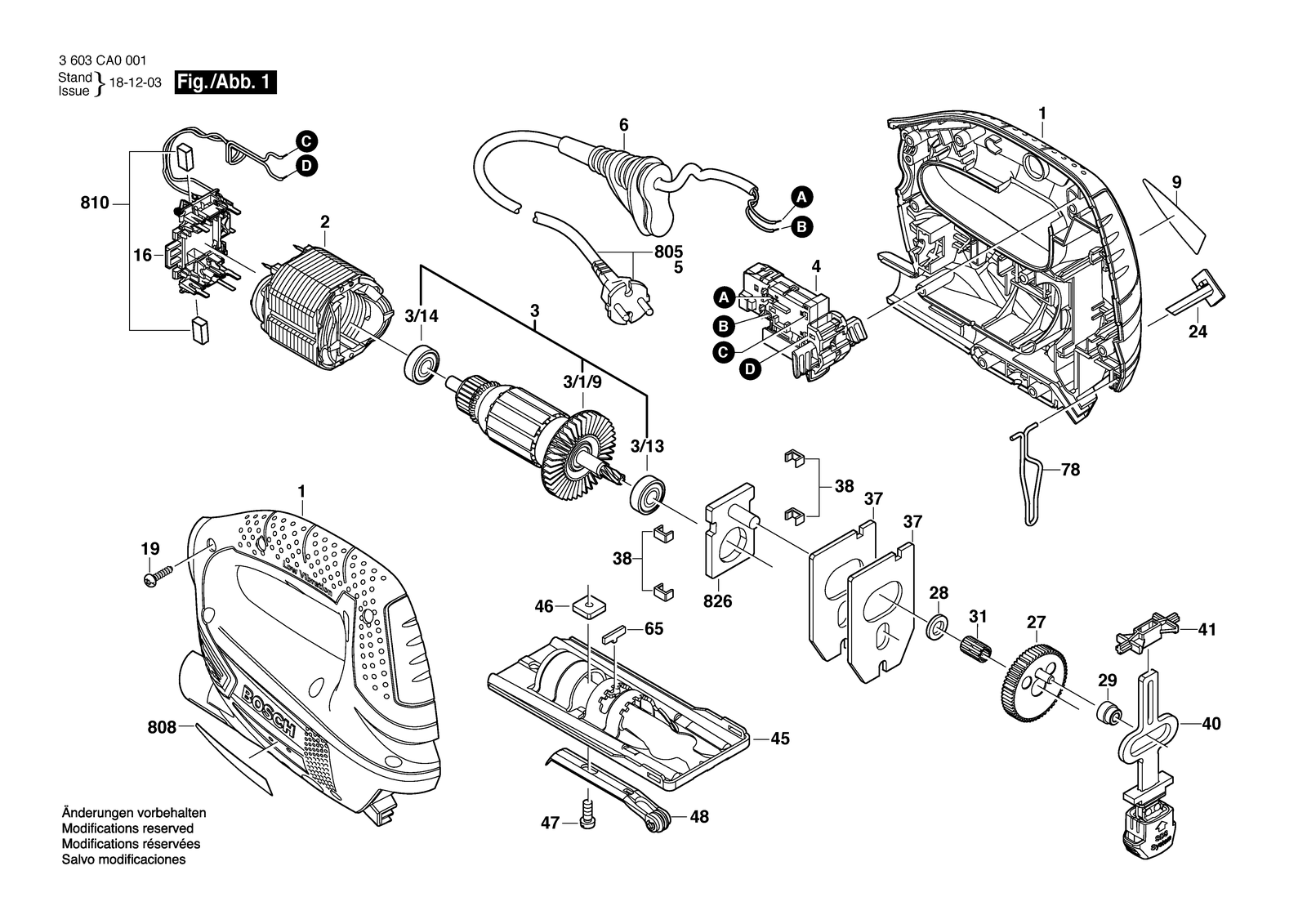 Bosch PST 700 E parts diagram, sheet 1