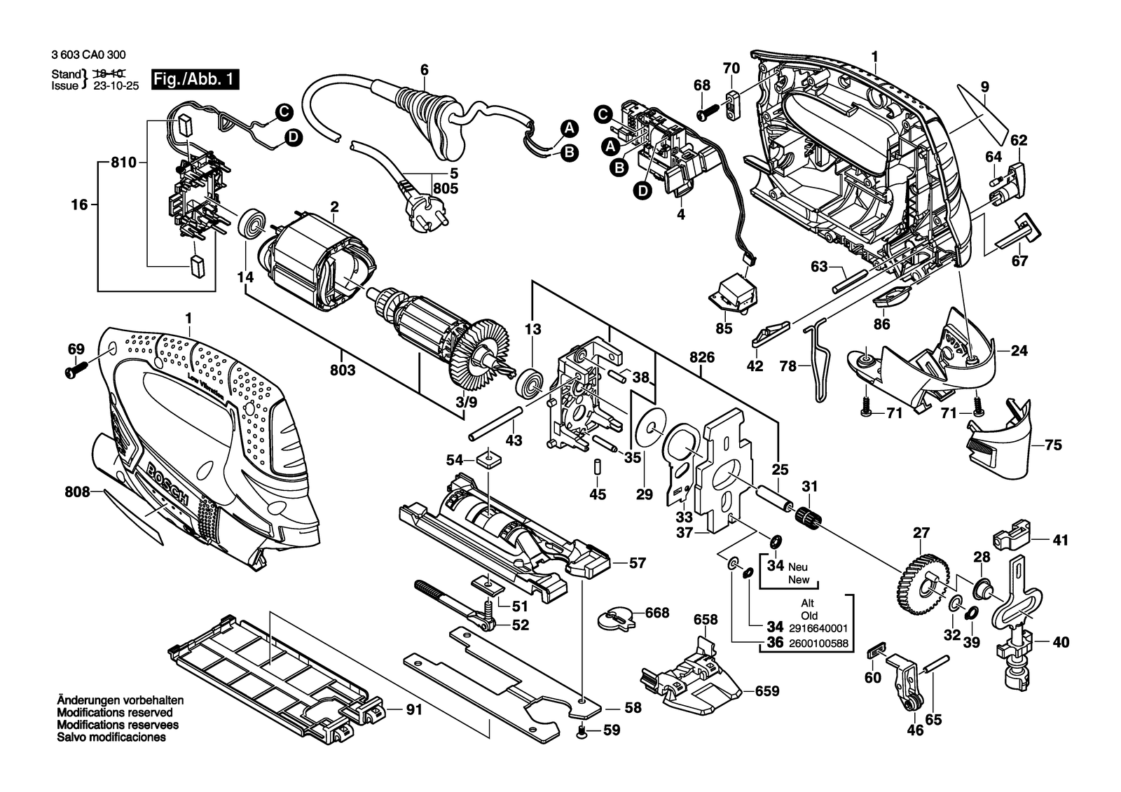 Bosch PST 1000 PEL parts diagram, sheet 1