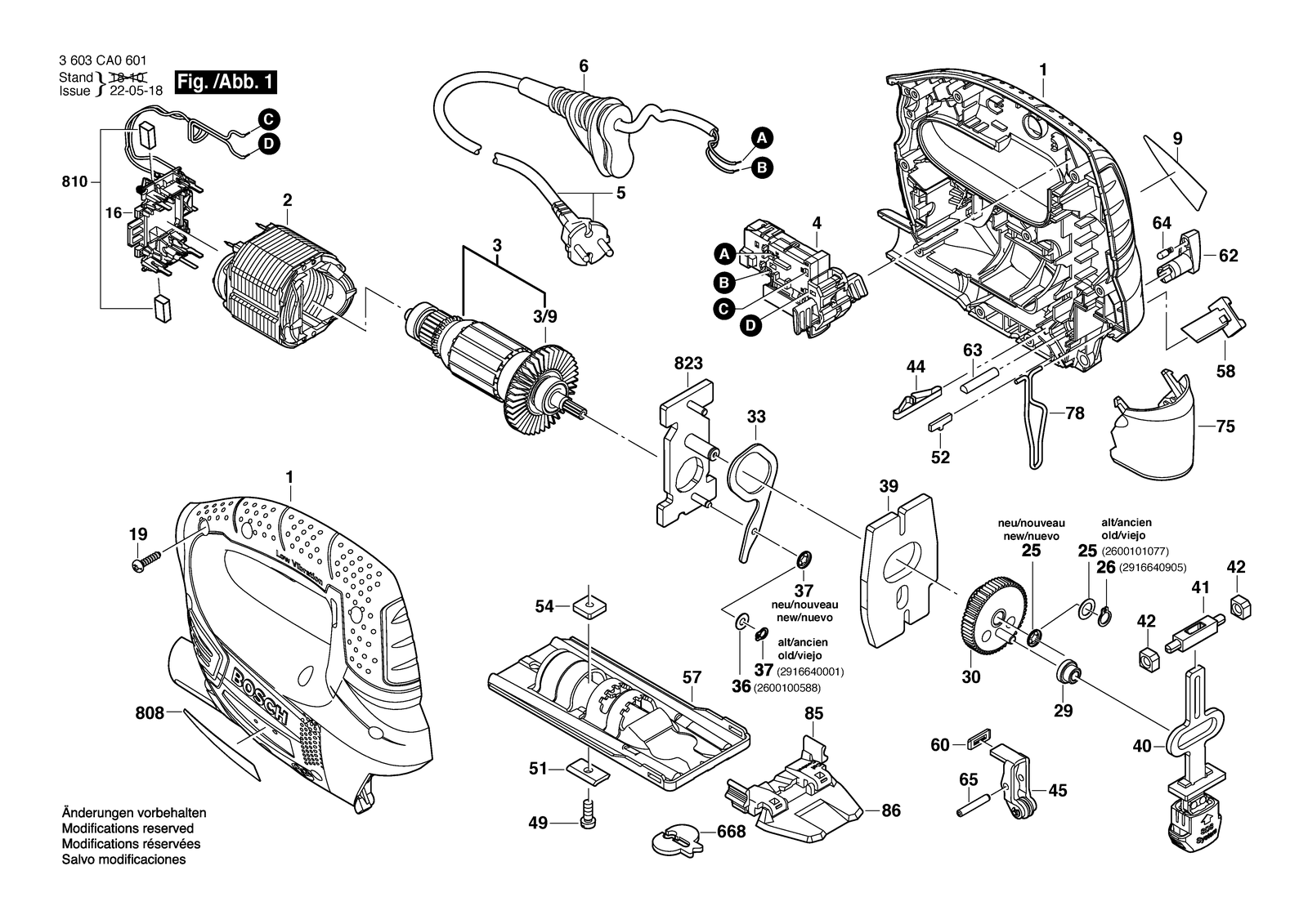 Bosch PST 750 PEL parts diagram, sheet 1