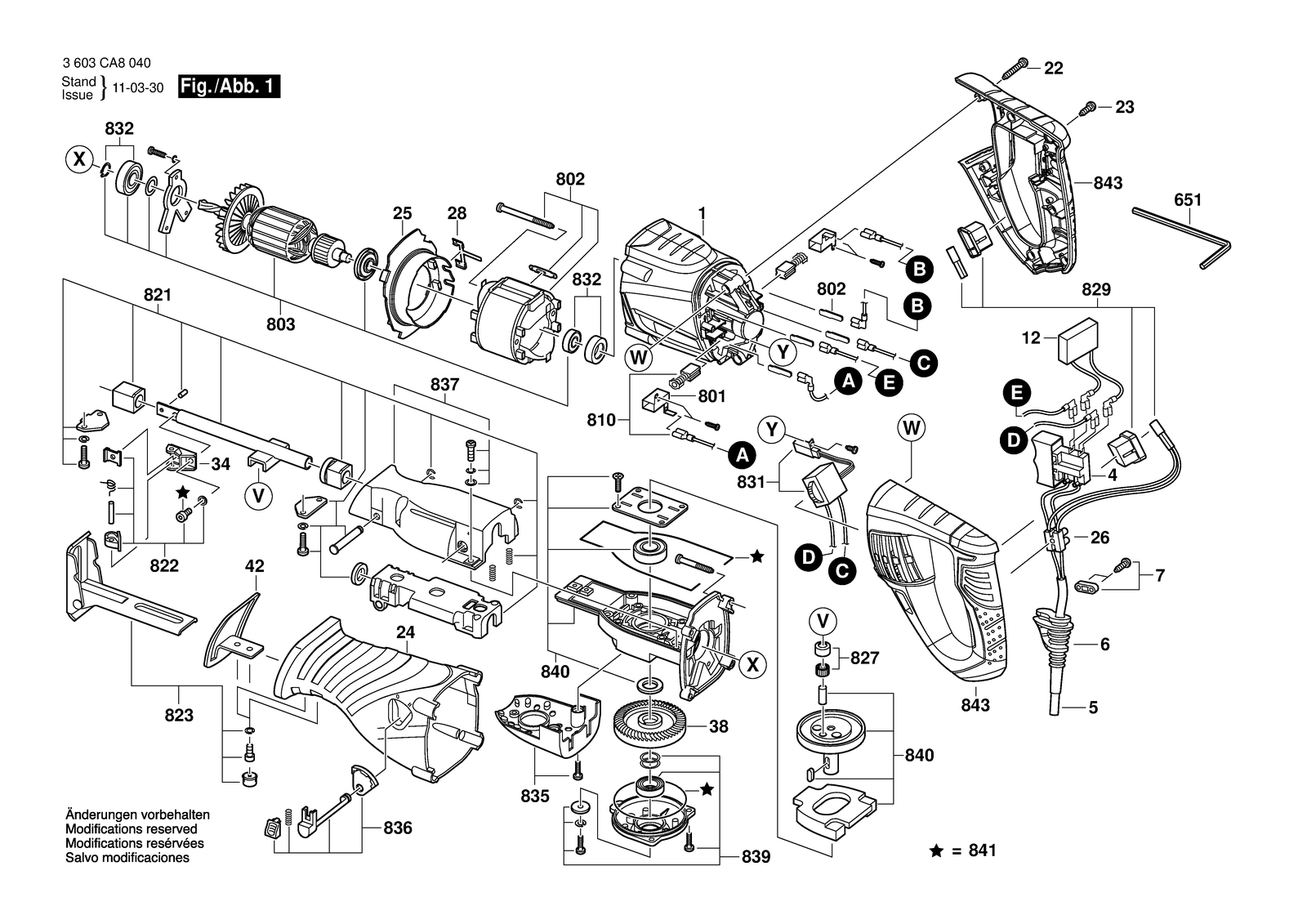 Bosch PSA 1150 parts diagram, sheet 1