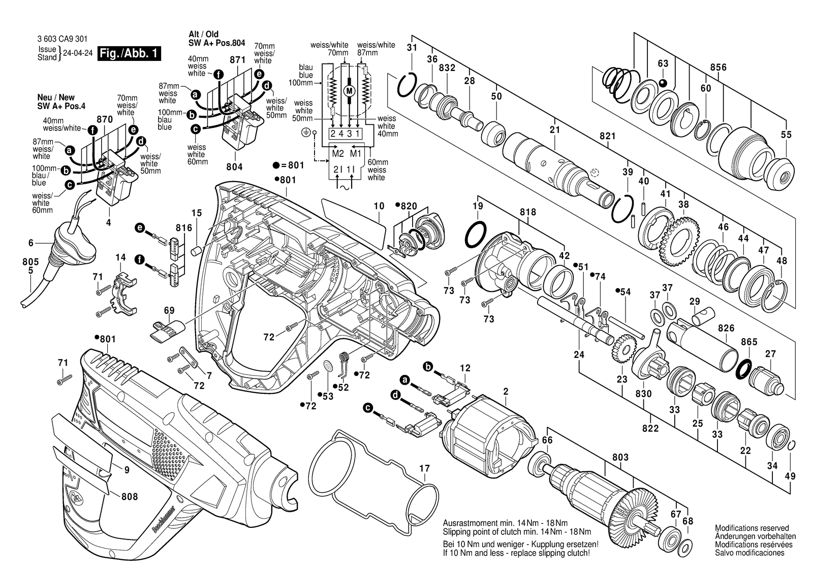 Bosch PBH 2000 RE parts diagram, sheet 1