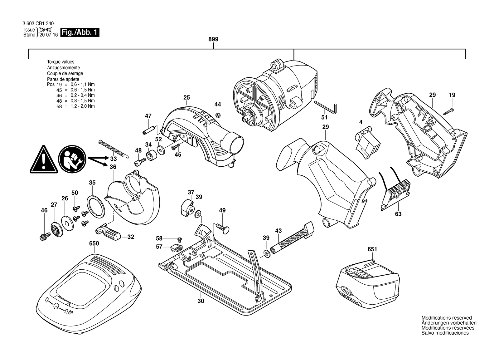 Bosch PKS 18 LI parts diagram, sheet 1