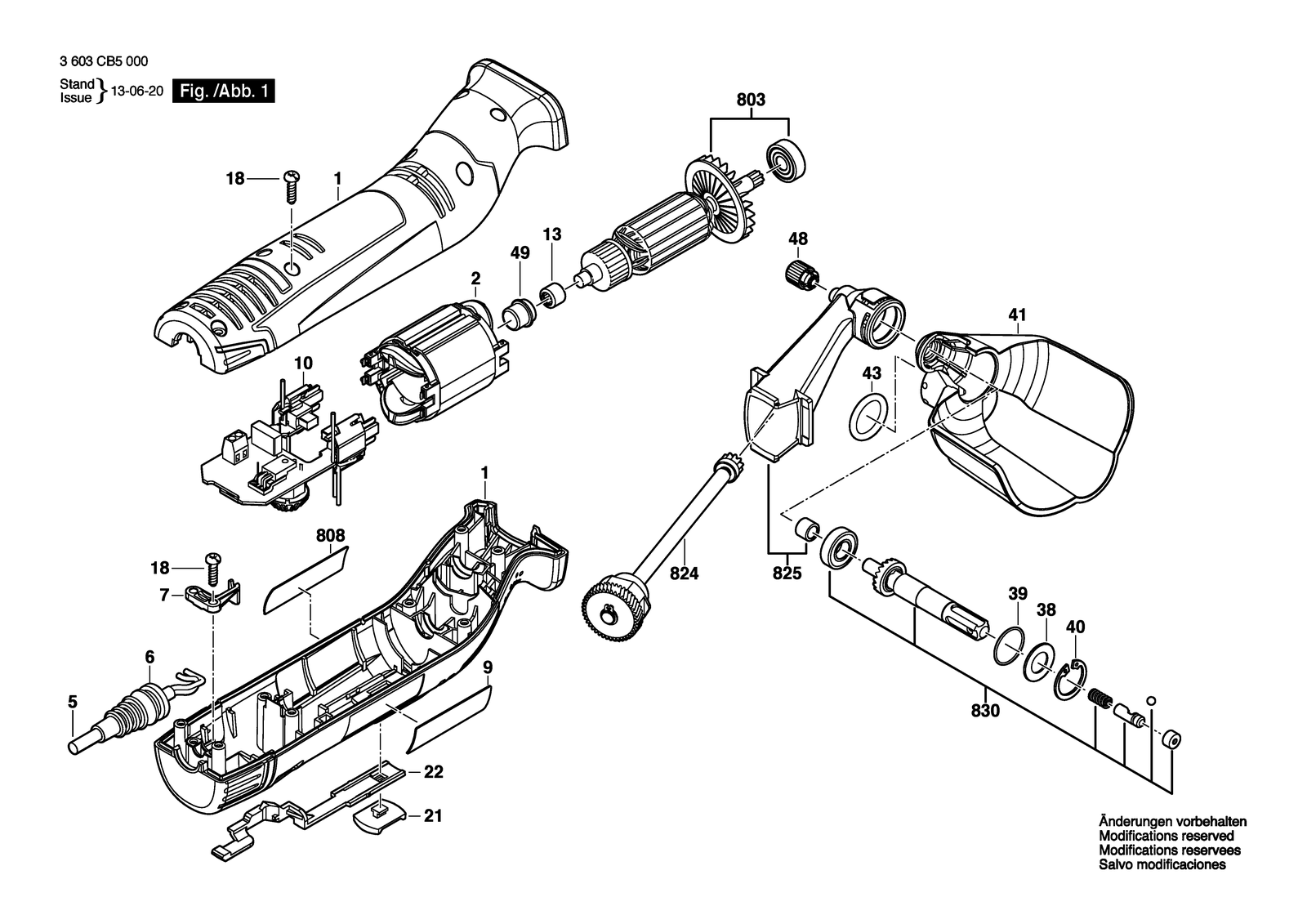 Bosch PRR 250 ES parts diagram, sheet 1