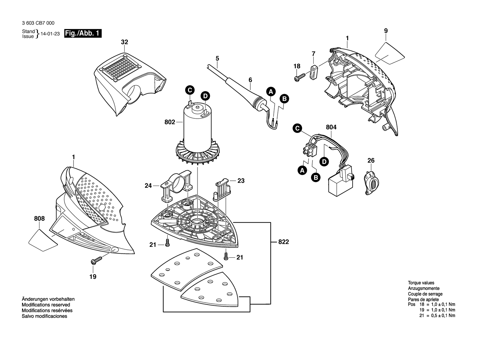 Bosch PSM 100 A parts diagram, sheet 1