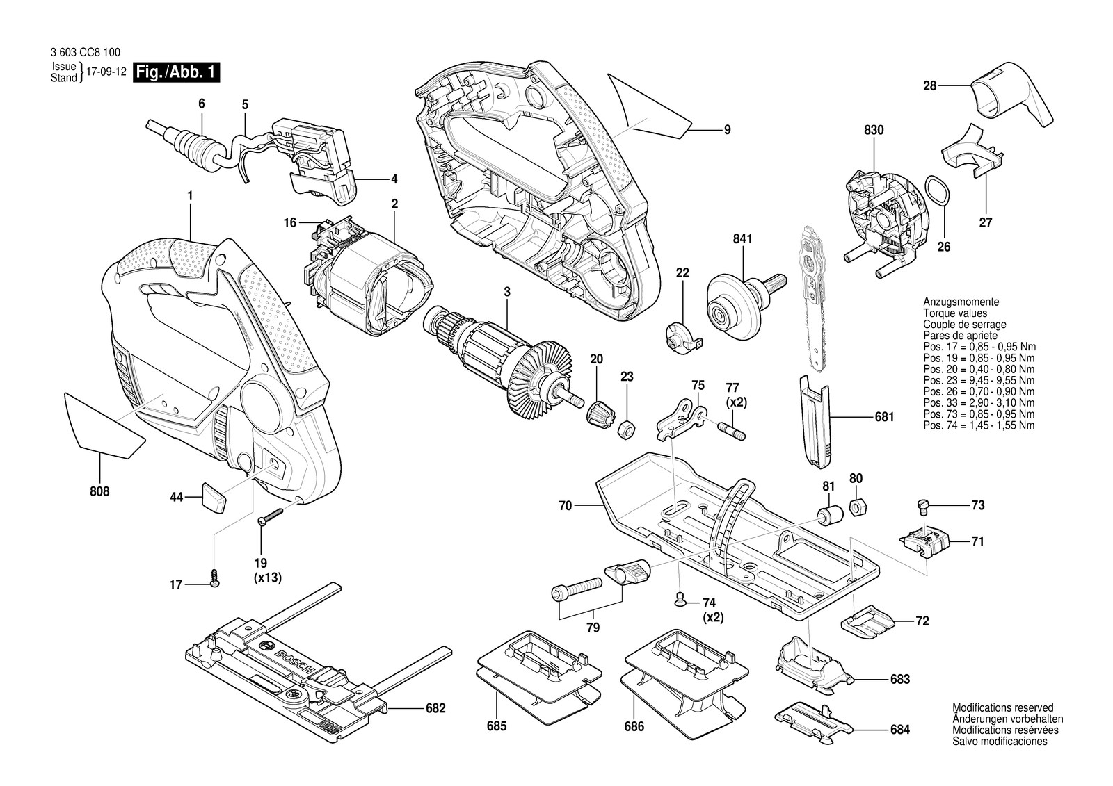 Bosch AdvancedCut 50 parts diagram, sheet 1