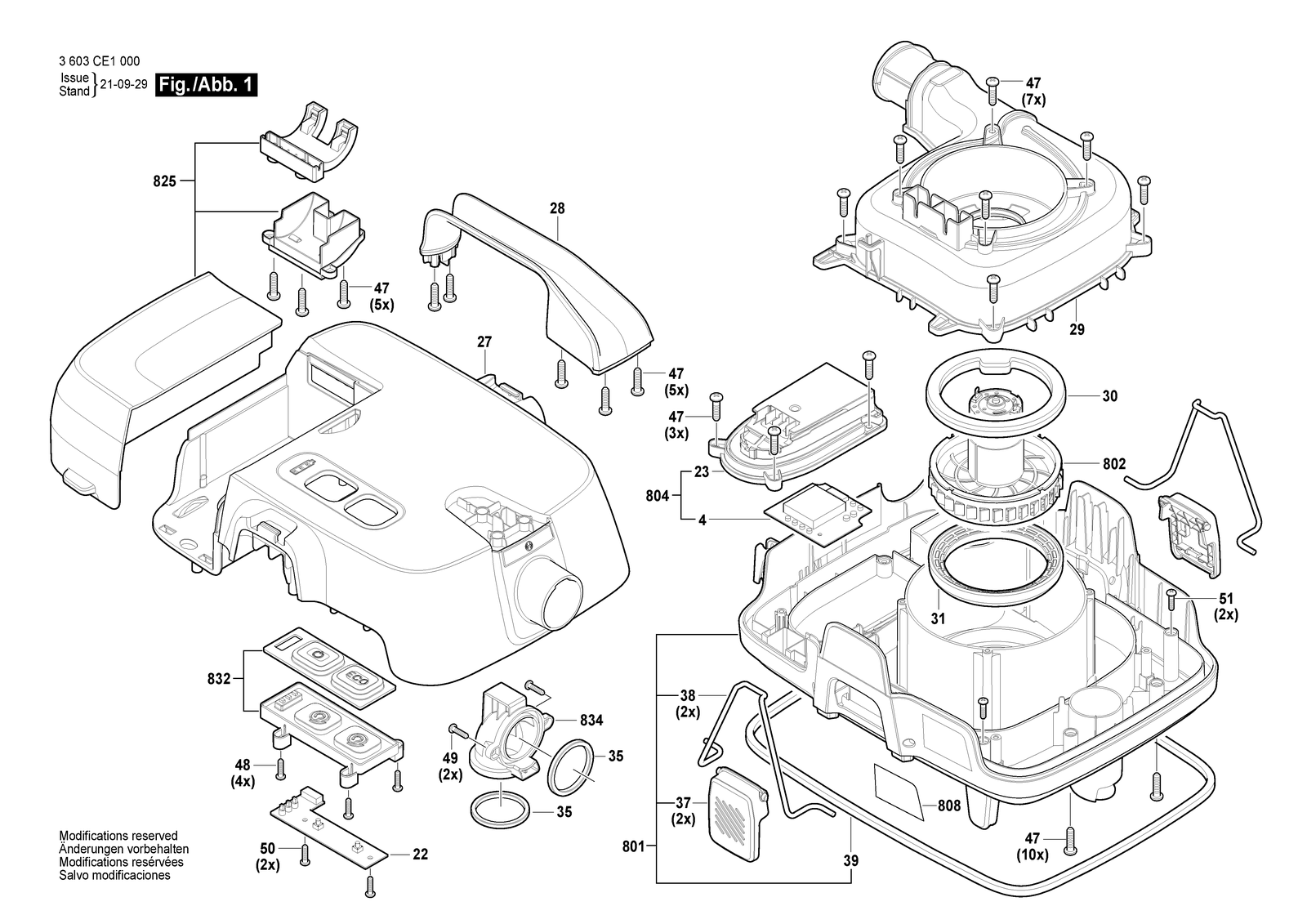 Bosch AdvancedVac 18V-8 parts diagram, sheet 1