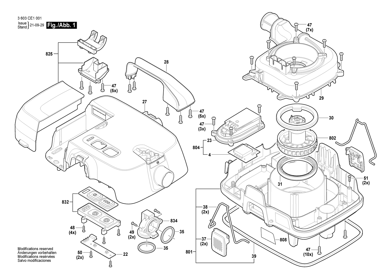 Bosch AdvancedVac 18V-8 parts diagram, sheet 1