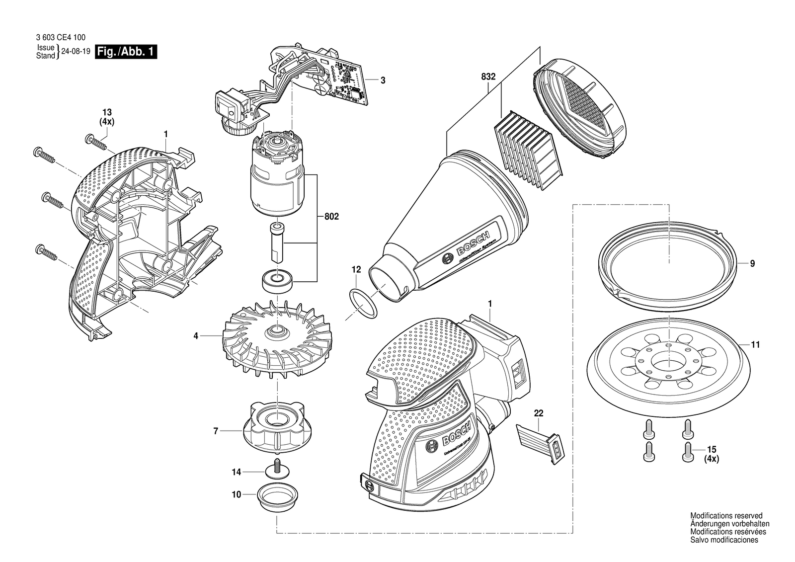 Bosch UniversalOrbit 18V-20 parts diagram, sheet 1