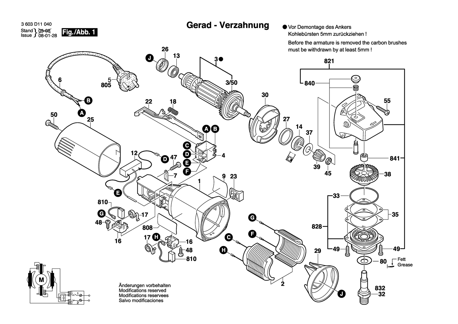 Bosch PWS 1 parts diagram, sheet 1