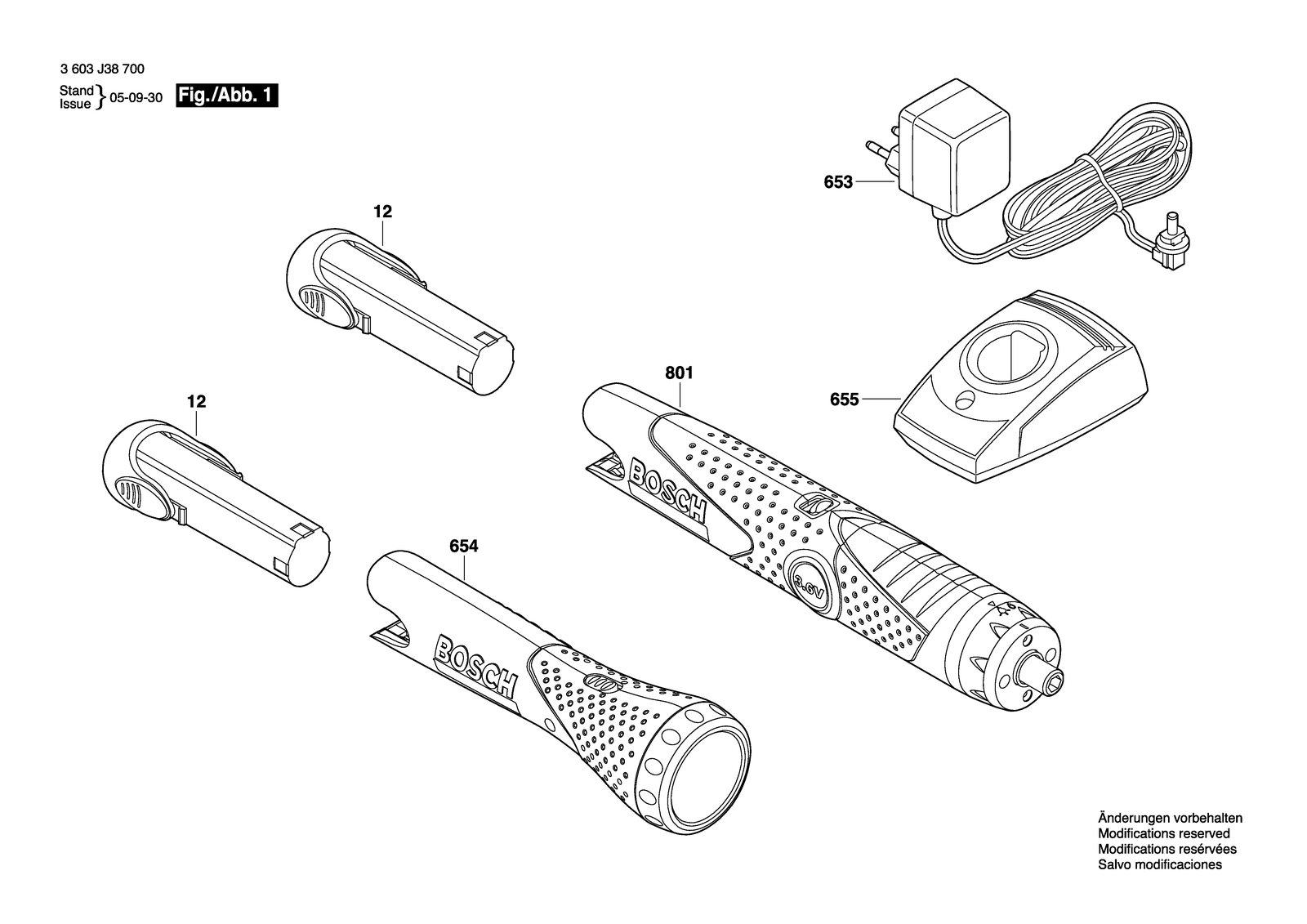 Bosch PSR 3,6 V parts diagram, sheet 1