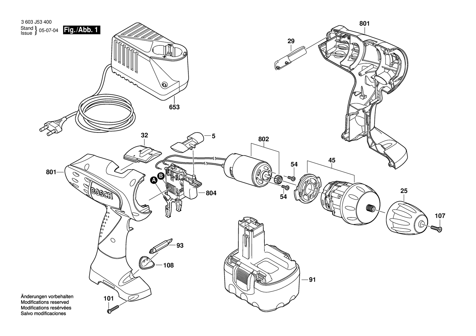 Bosch PSR 14,4 V parts diagram, sheet 1