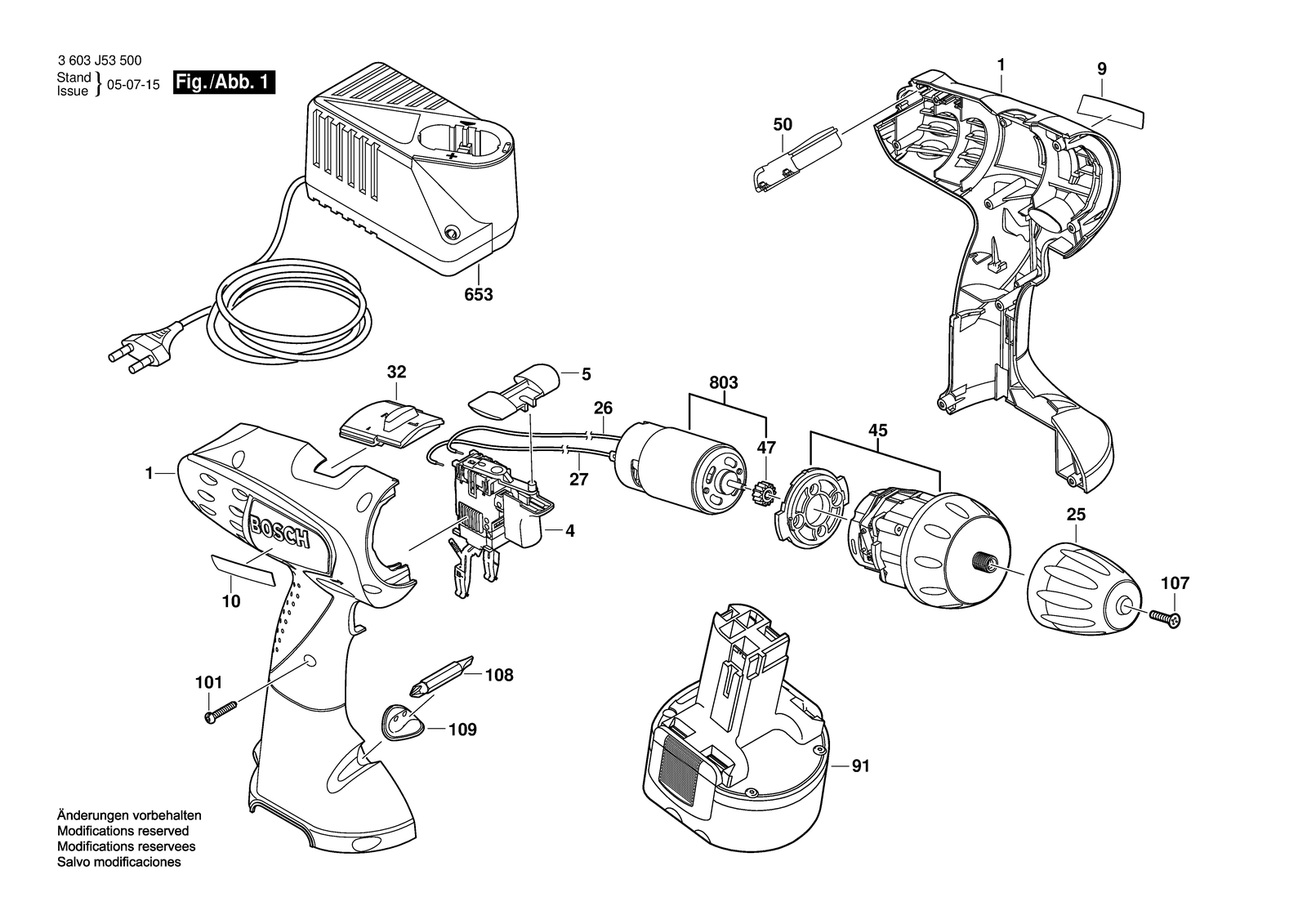 Bosch PSR 12 parts diagram, sheet 1