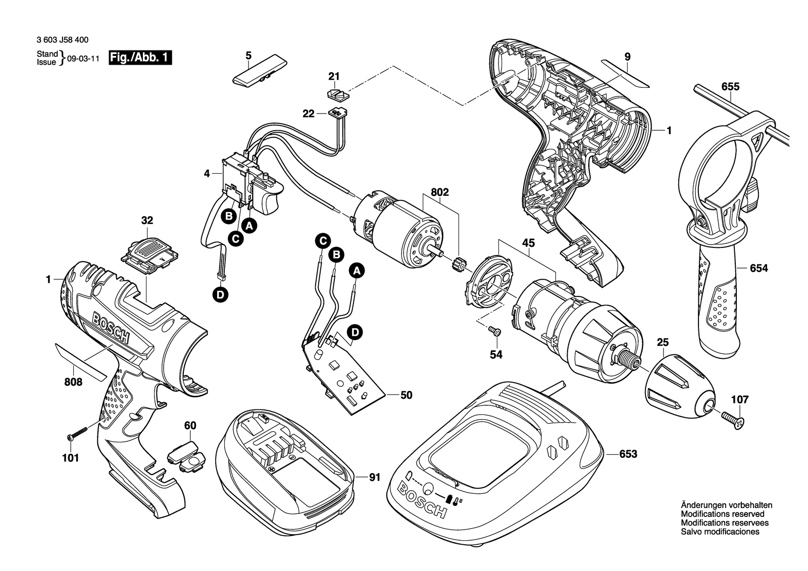 Bosch PSB 14.4 LI-2 parts diagram, sheet 1