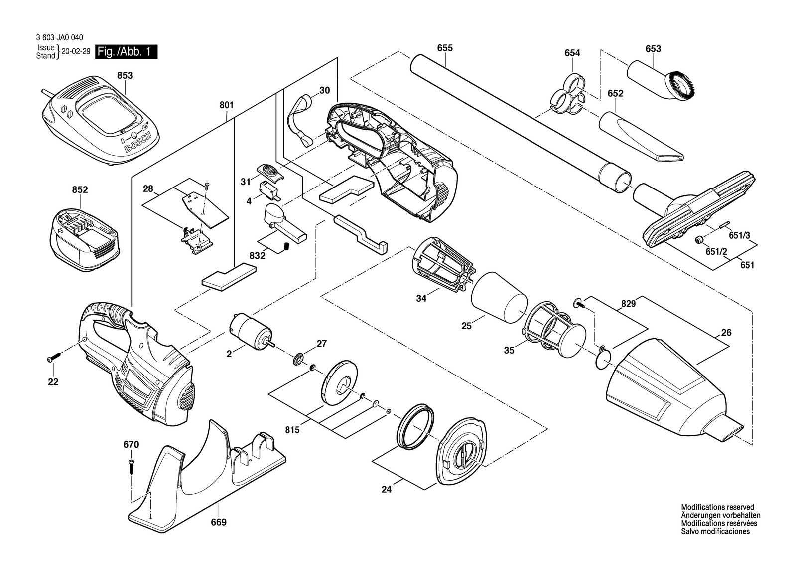 Bosch PAS 18V-LI parts diagram, sheet 1