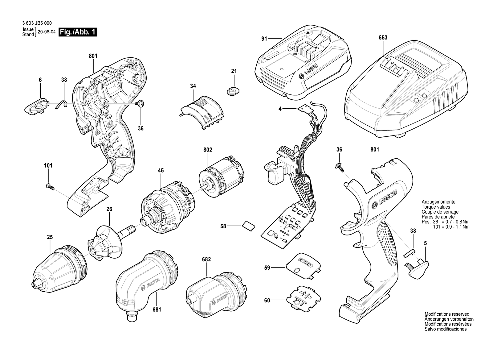 Bosch AdvancedDrill 18 parts diagram, sheet 1