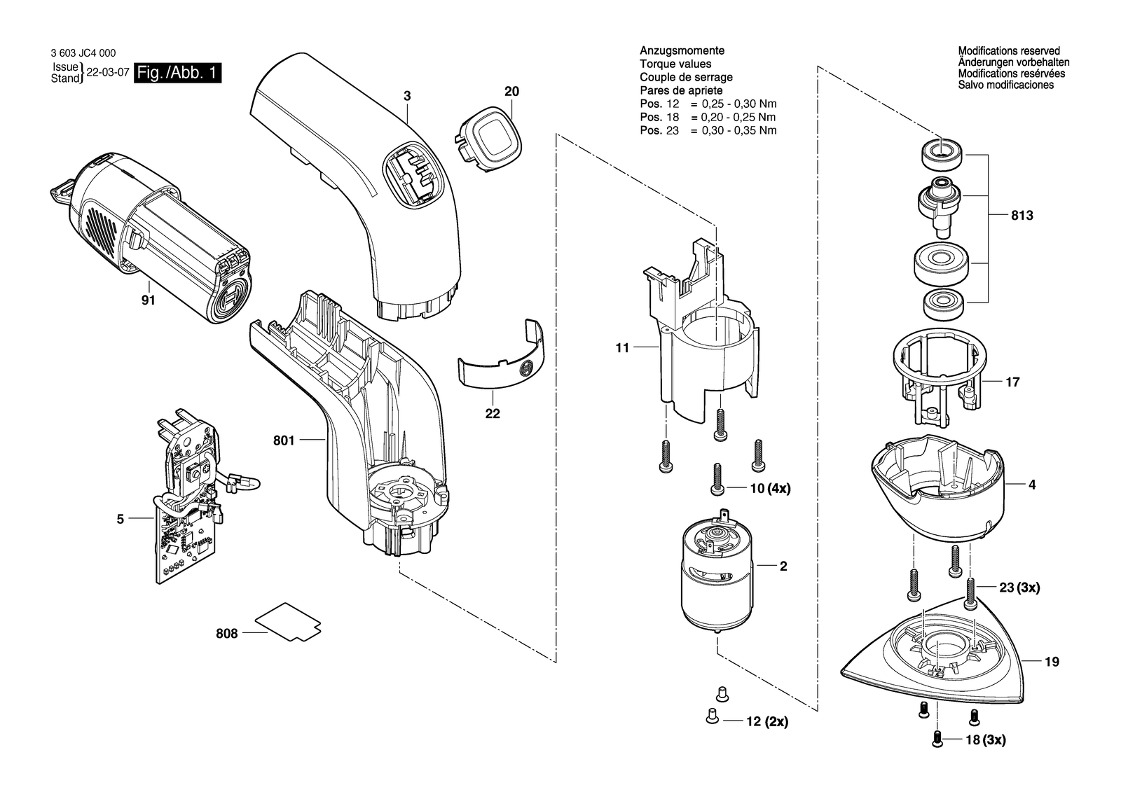 Bosch YOUseries Sander parts diagram, sheet 1