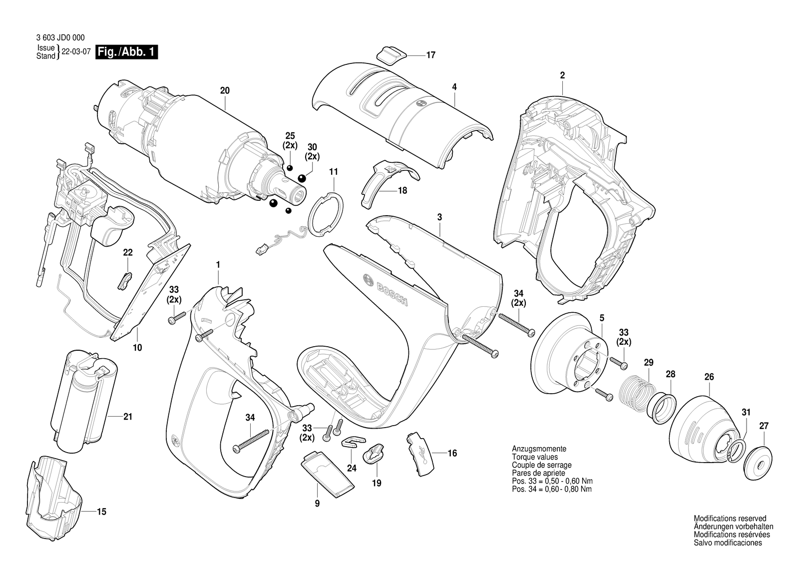 Bosch EasyHammer 12V parts diagram, sheet 1